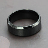 FANSING Joyería 8mm Acero Inoxidable Negro Anillos Bandas De Bodas Para Mujeres y Hombres Tamaño 5-14