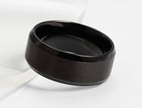 FANSING Joyería 8mm Acero Inoxidable Negro Anillos Bandas De Bodas Para Mujeres y Hombres Tamaño 5-14