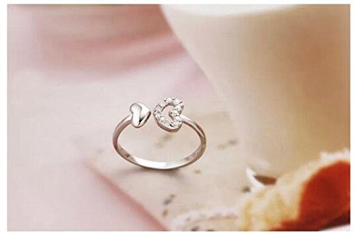 Miki&Co Plata Diamante corazón Anillo, I Love You, Apertura, tamaño Ajustable, B136
