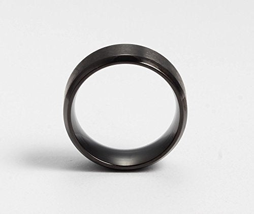 FANSING Joyería 8mm Acero Inoxidable Negro Anillos Bandas De Bodas Para Mujeres y Hombres Tamaño 5-14