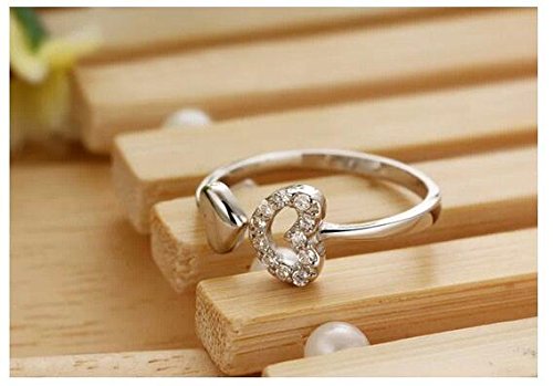Miki&Co Plata Diamante corazón Anillo, I Love You, Apertura, tamaño Ajustable, B136