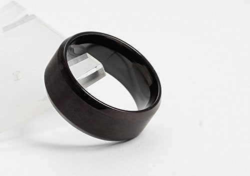 FANSING Joyería 8mm Acero Inoxidable Negro Anillos Bandas De Bodas Para Mujeres y Hombres Tamaño 5-14
