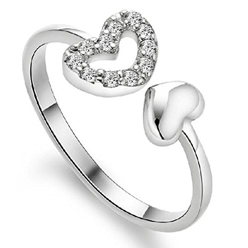 Miki&Co Plata Diamante corazón Anillo, I Love You, Apertura, tamaño Ajustable, B136
