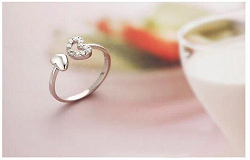 Miki&Co Plata Diamante corazón Anillo, I Love You, Apertura, tamaño Ajustable, B136