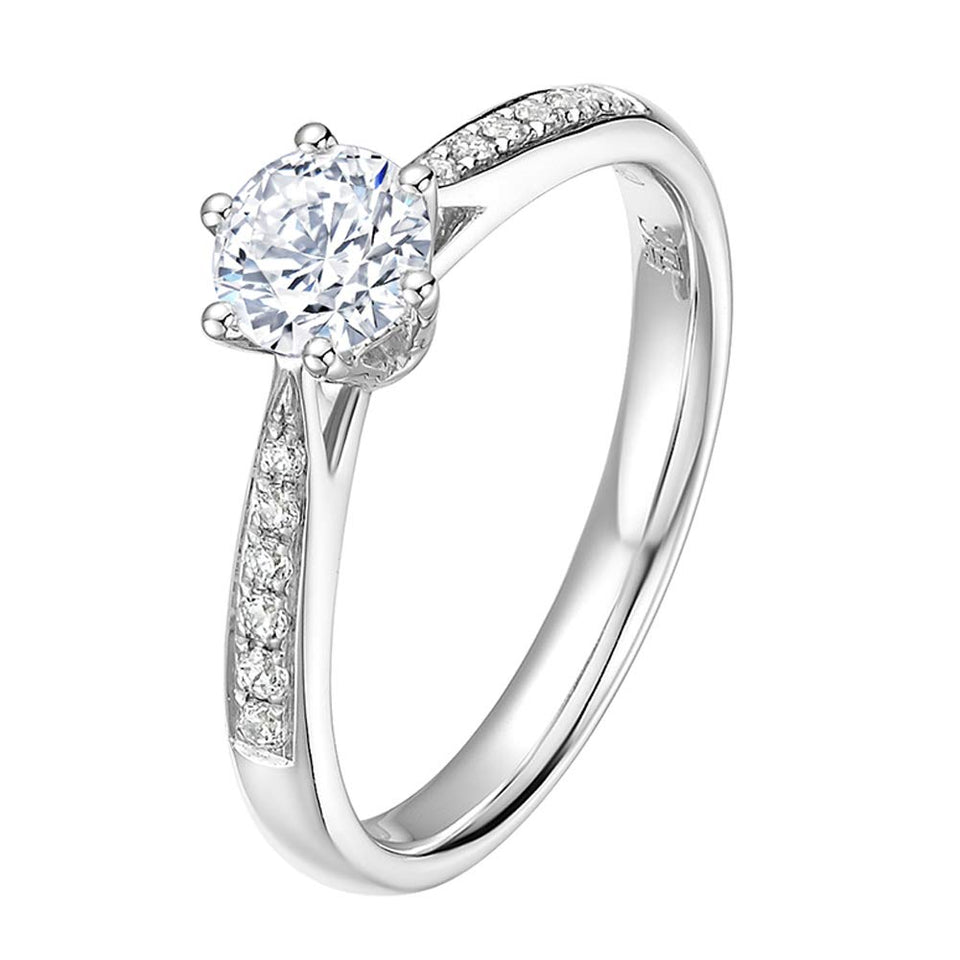 Orumlio Anillo de Boda de 925 Plata Esterlina con Brillante Cubic-Zirconia, Compromiso de Boda, Cristales de Corte Redondo