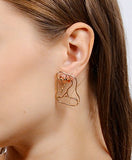 Mrotrida Vendimia Cara Aretes Arte Abstracto de la Mano Cuelga Los Pendientes del Perno Prisionero Y Los Anillos Huecos Joyería para Las Mujeres Adolescentes Regalo de Las Muchachas 5 Par/Conjunto
