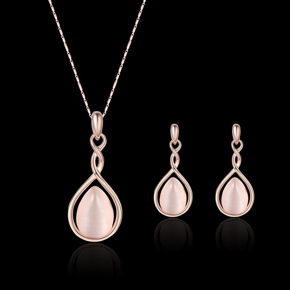 JYS365 - Juego de Collar y Arete de aleación de Piedras Artificiales para Mujer, Color Rosa