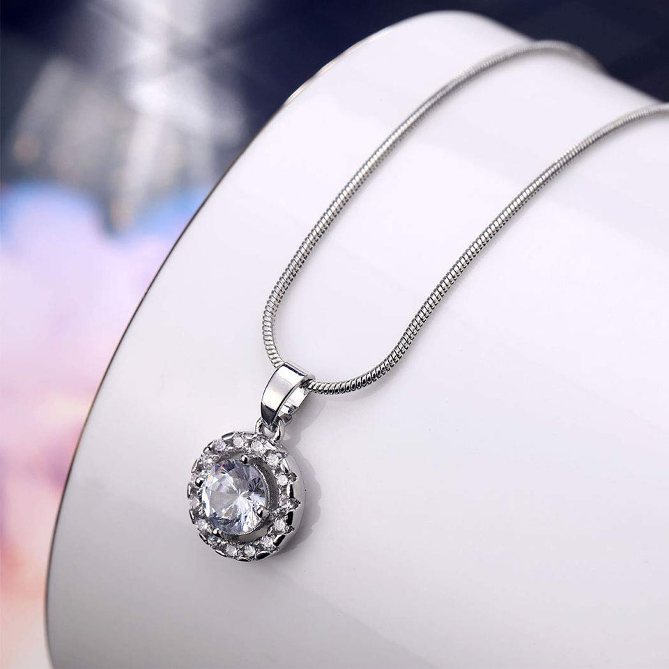 Conjunto de joyas cristales de zirconia colgante collar y pendientes para niñas regalos y uso diario