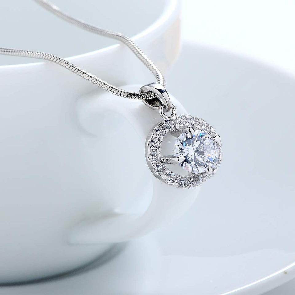 Conjunto de joyas cristales de zirconia colgante collar y pendientes para niñas regalos y uso diario