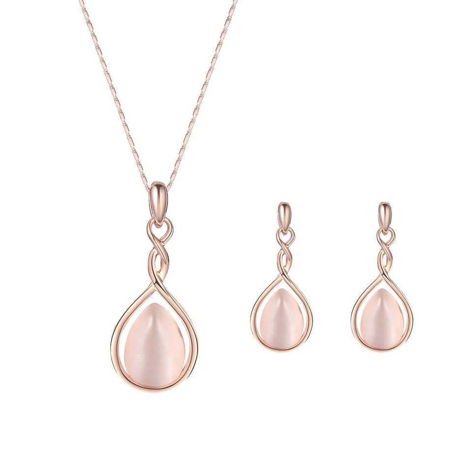 JYS365 - Juego de Collar y Arete de aleación de Piedras Artificiales para Mujer, Color Rosa