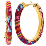 Arete pendiente Aro artesanal mexicano, grandes de colores y acero inoxidable para mujeres | Joyeria mujer para regalo bisuteria y accesorios
