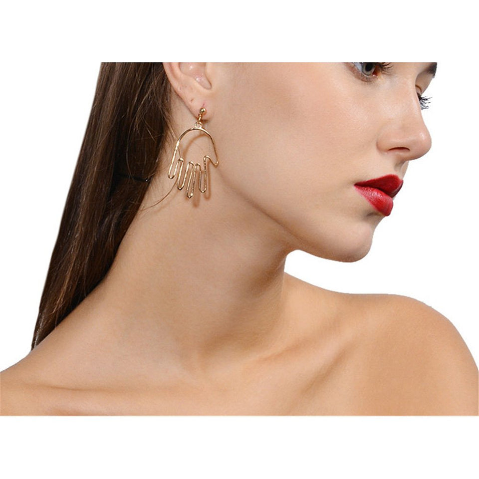 Mrotrida Vendimia Cara Aretes Arte Abstracto de la Mano Cuelga Los Pendientes del Perno Prisionero Y Los Anillos Huecos Joyería para Las Mujeres Adolescentes Regalo de Las Muchachas 5 Par/Conjunto
