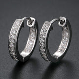 Oro Blanco Chapado Aretes con Diamante con Zirconia Cúbica, Pendientes de Aro, Hoop Earrings para Mujeres