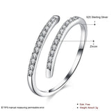 LUOEM Anillos de plata esterlina Anillo de apertura ajustable de diamante brillante