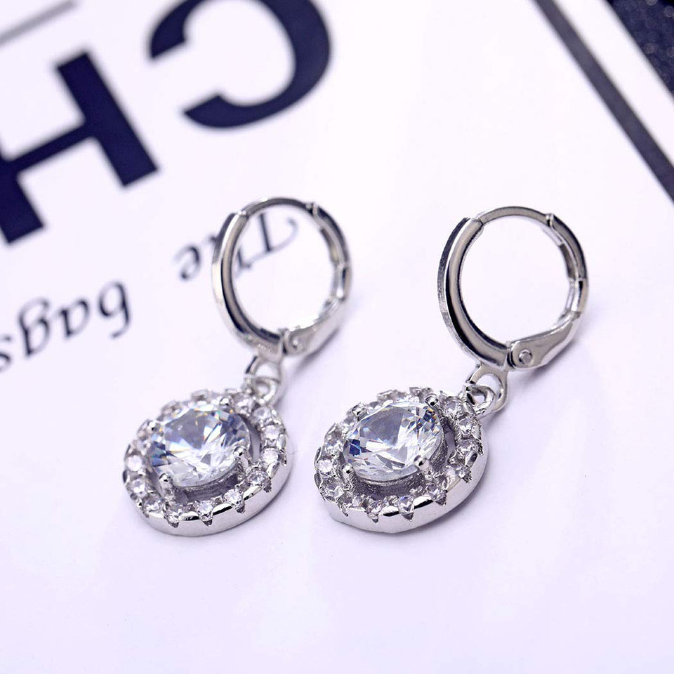 Conjunto de joyas cristales de zirconia colgante collar y pendientes para niñas regalos y uso diario