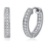 Oro Blanco Chapado Aretes con Diamante con Zirconia Cúbica, Pendientes de Aro, Hoop Earrings para Mujeres