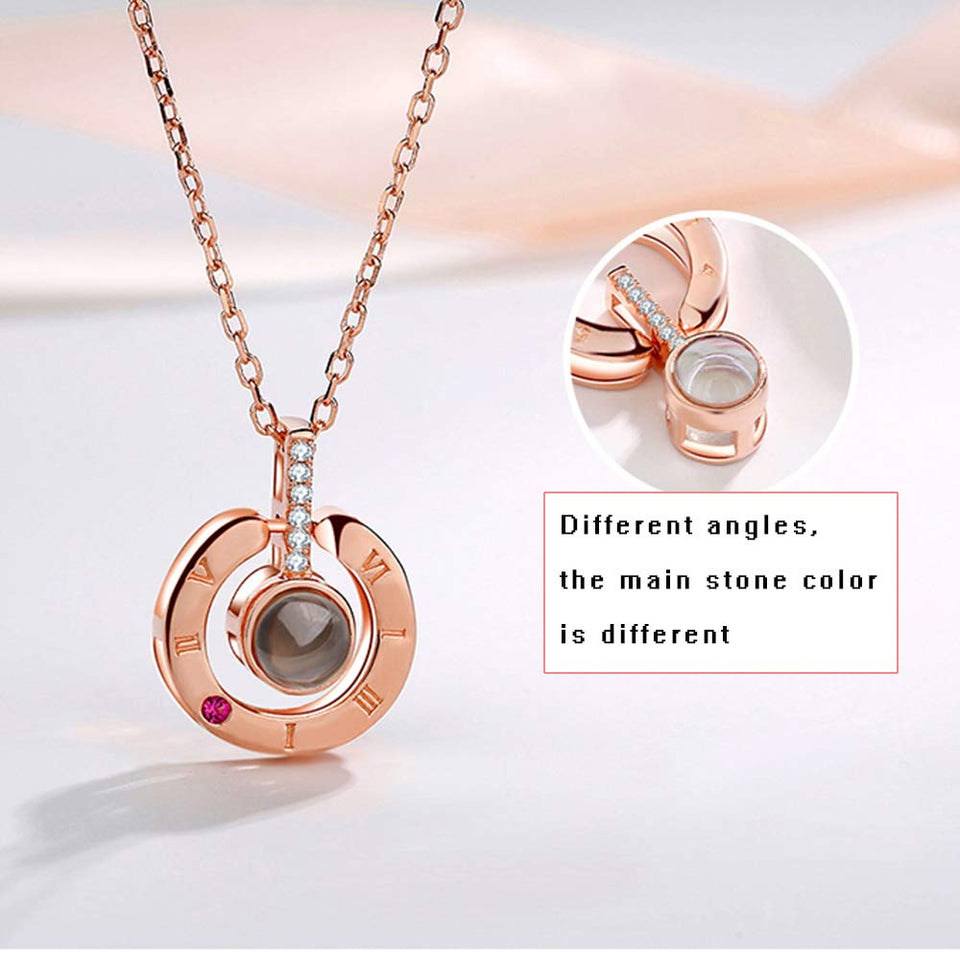 Fashion Jewelry Collar con Dije TE Amo 100 Idiomas I Love You (Rose Gold)
