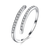 LUOEM Anillos de plata esterlina Anillo de apertura ajustable de diamante brillante