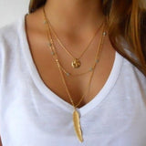 greatfun Mujeres Moda de revestimiento múltiple irregular cadena de oro colgante Declaración Collar Suéter Cadena