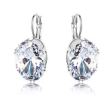 CARSINEL Elegante Blanco Oro Plateado Con Grande Brillante Oval Zirconia Cúbica Aretes De Aro para Mujeres Niñas