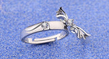 2 Pcs Plata Diamante Amantes Anillo, "I Love You", Apertura, tamaño Ajustable, D40