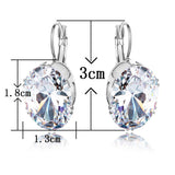 CARSINEL Elegante Blanco Oro Plateado Con Grande Brillante Oval Zirconia Cúbica Aretes De Aro para Mujeres Niñas