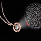 Fashion Jewelry Collar con Dije TE Amo 100 Idiomas I Love You (Rose Gold)