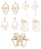 Mrotrida Vendimia Cara Aretes Arte Abstracto de la Mano Cuelga Los Pendientes del Perno Prisionero Y Los Anillos Huecos Joyería para Las Mujeres Adolescentes Regalo de Las Muchachas 5 Par/Conjunto
