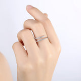 LUOEM Anillos de plata esterlina Anillo de apertura ajustable de diamante brillante