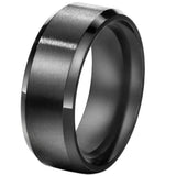 FANSING Joyería 8mm Acero Inoxidable Negro Anillos Bandas De Bodas Para Mujeres y Hombres Tamaño 5-14