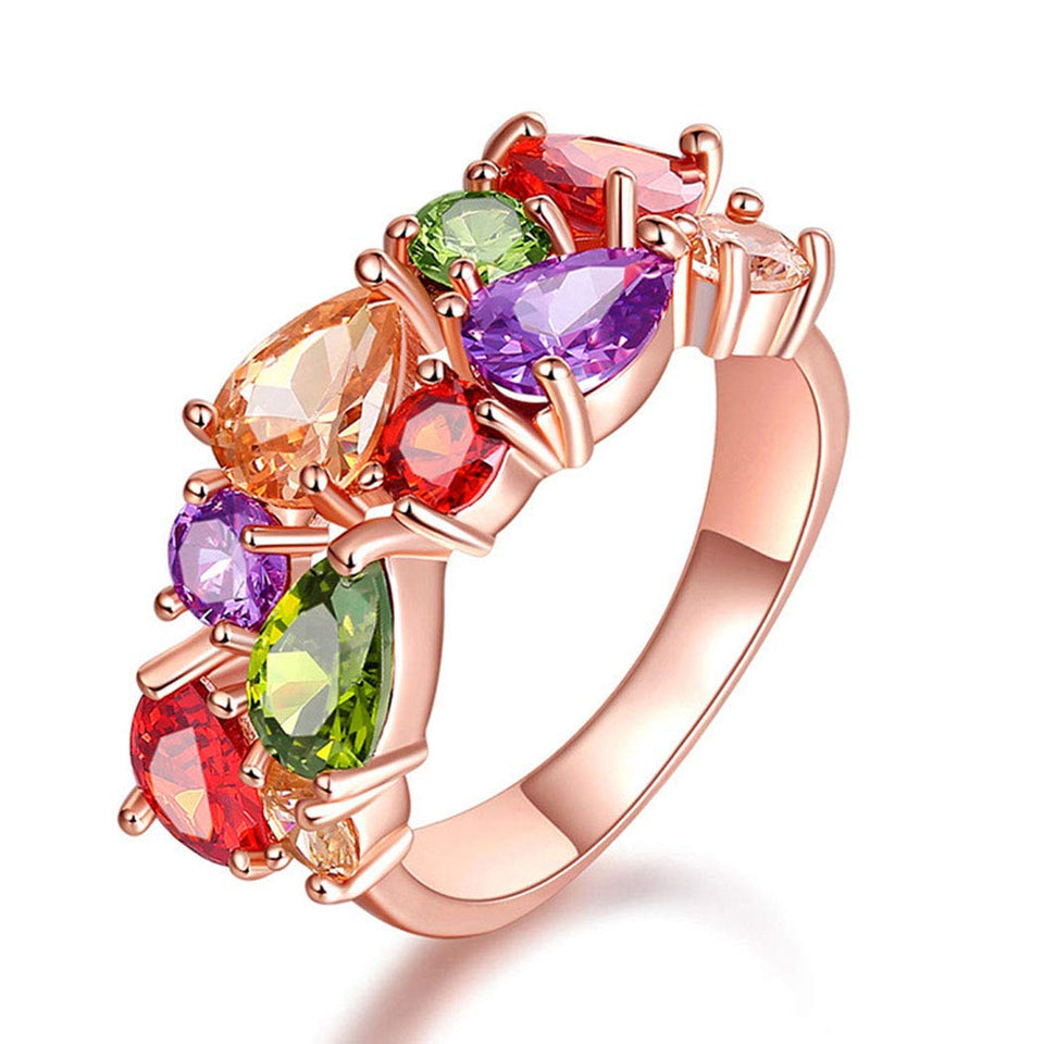 CARSINEL Mona Lisa Elementos Multicolores Zirconia Cúbica Joyería Anillos para Las Mujeres Regalo Ideal
