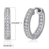 Oro Blanco Chapado Aretes con Diamante con Zirconia Cúbica, Pendientes de Aro, Hoop Earrings para Mujeres