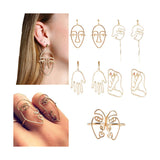 Mrotrida Vendimia Cara Aretes Arte Abstracto de la Mano Cuelga Los Pendientes del Perno Prisionero Y Los Anillos Huecos Joyería para Las Mujeres Adolescentes Regalo de Las Muchachas 5 Par/Conjunto