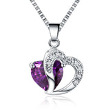 Miki&Co Collar Colgante Plata Corazón Elementos de Swarovski Mujer Cristal, 17.7", Púrpura