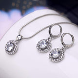 Conjunto de joyas cristales de zirconia colgante collar y pendientes para niñas regalos y uso diario