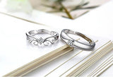 2 Pcs Plata Diamante Amantes Anillo, "I Love You", Apertura, tamaño Ajustable, D40