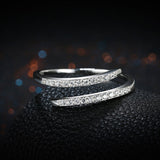 LUOEM Anillos de plata esterlina Anillo de apertura ajustable de diamante brillante