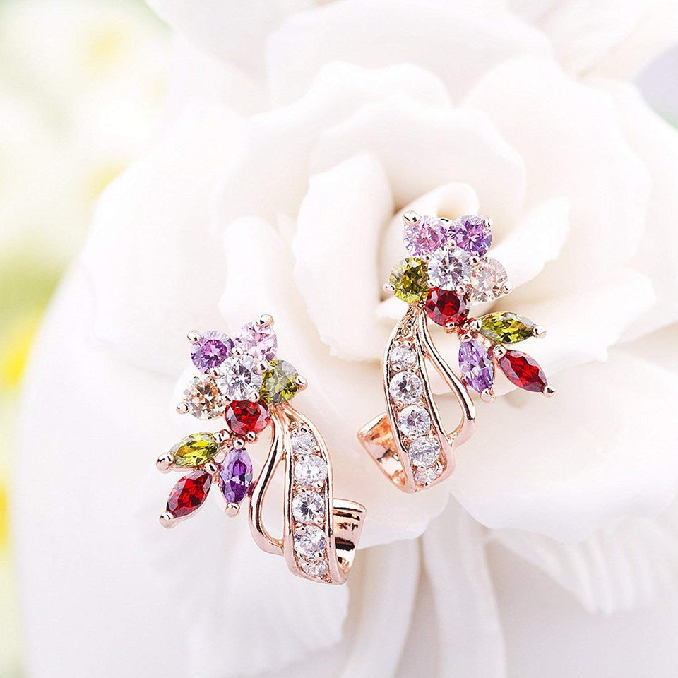 CARSINEL 2 Paquetes Hermoso Multicolores Zirconia Cúbica Aretes Clásica joyería ideal para mujeres