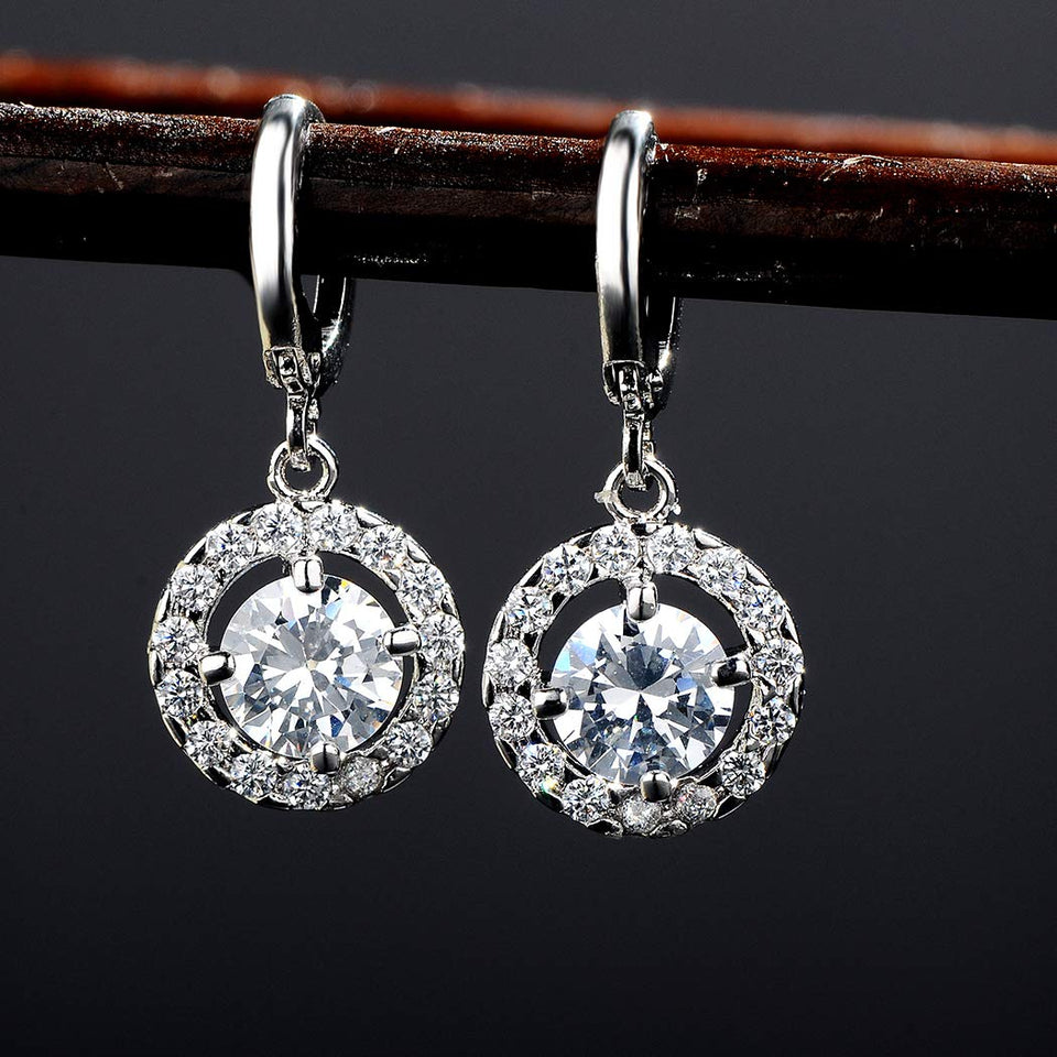 Conjunto de joyas cristales de zirconia colgante collar y pendientes para niñas regalos y uso diario