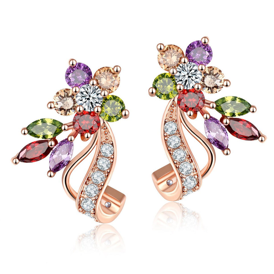 CARSINEL 2 Paquetes Hermoso Multicolores Zirconia Cúbica Aretes Clásica joyería ideal para mujeres