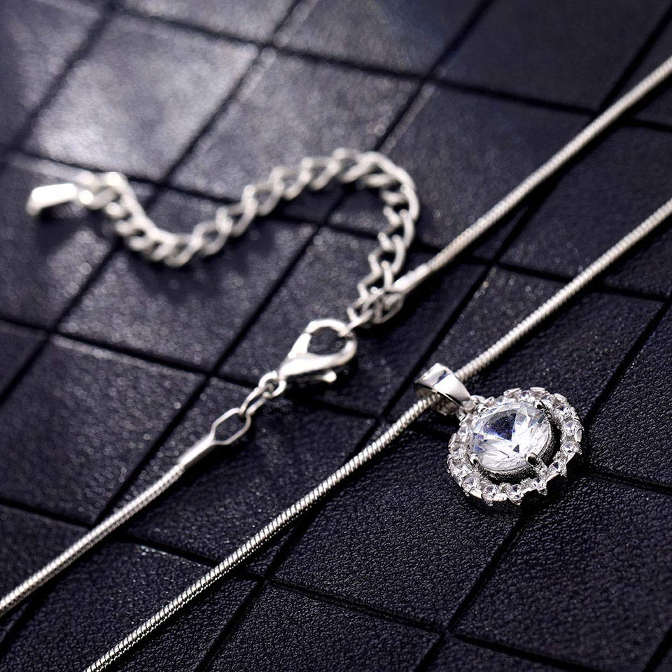 Conjunto de joyas cristales de zirconia colgante collar y pendientes para niñas regalos y uso diario