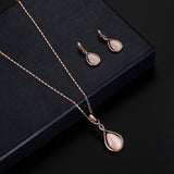 JYS365 - Juego de Collar y Arete de aleación de Piedras Artificiales para Mujer, Color Rosa