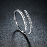 LUOEM Anillos de plata esterlina Anillo de apertura ajustable de diamante brillante
