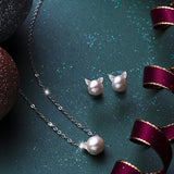 Gatos de hojas de S. oreja Stud arete Cultivadas De Agua Dulce arete De Perlas De Plata De Ley arete