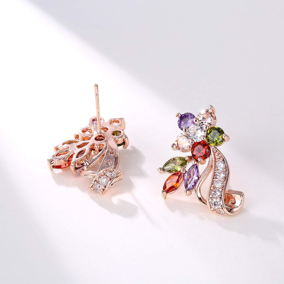 CARSINEL 2 Paquetes Hermoso Multicolores Zirconia Cúbica Aretes Clásica joyería ideal para mujeres