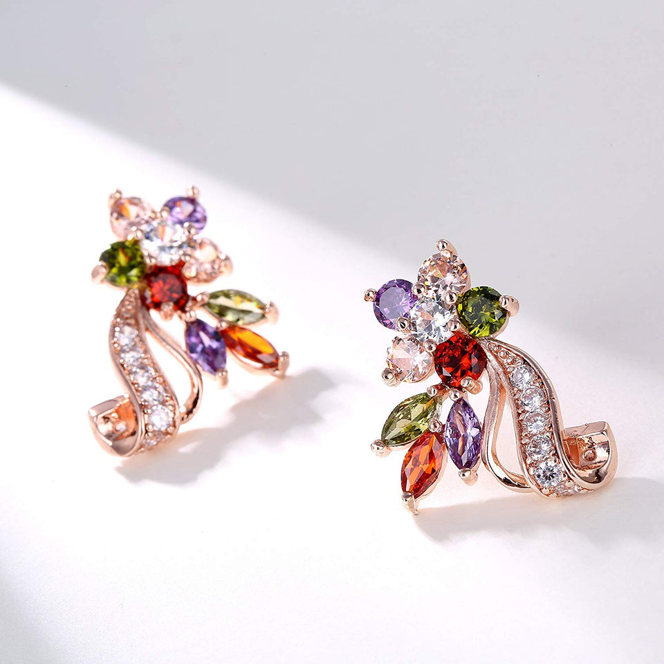 CARSINEL 2 Paquetes Hermoso Multicolores Zirconia Cúbica Aretes Clásica joyería ideal para mujeres